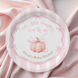 Plato De Papel Little Pumpkin on the Way Pink Baby Shower Paper