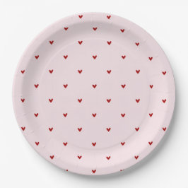 Plato De Papel Little Red Hearts Pink Valentines