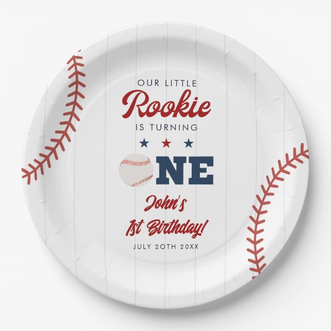 Plato De Papel Little Rookie Baseball 1st Birthday (Anverso)