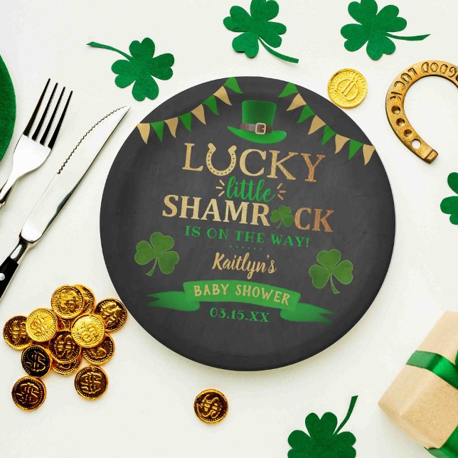 Plato De Papel Little Shamrock St. Patrick's Day Baby Shower (Subido por el creador)