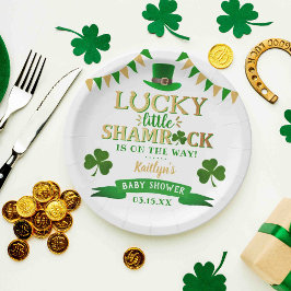 Plato De Papel Little Shamrock St. Patrick's Day Baby Shower