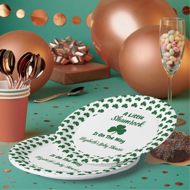 Plato De Papel Little Shamrock St Patrick's Day Baby Shower (Multi)