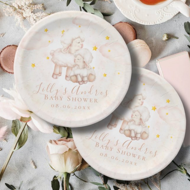 Plato De Papel Little Sheep Lamb Dreamy estrellas Baby Shower (Subido por el creador)