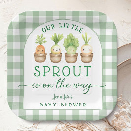 Plato De Papel Little Sprout Baby Shower 