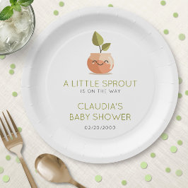 Plato De Papel Little Sprout Baby Shower