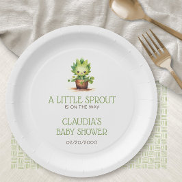 Plato De Papel Little Sprout Baby Shower