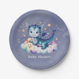 Plato De Papel Little Star Dragon Boy Baby Shower