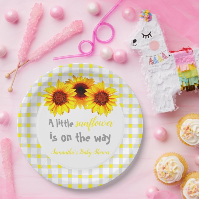Plato De Papel Little Sunflower Baby Shower (Fiesta)