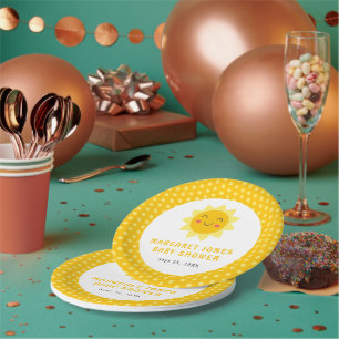 Plato De Papel Little Sunshine Cute Smite Sun Baby Shower