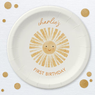 Plato De Papel Little Sunshine First Birday Personalizado