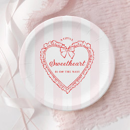 Plato De Papel Little Sweetheart Baby Shower Paper Plates