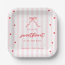 Plato De Papel Little Sweetheart Bow Baby Shower