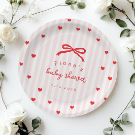 Plato De Papel Little Sweetheart Bow Valentines Baby Shower