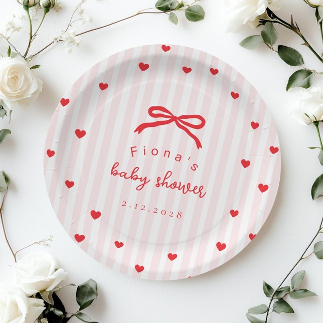 Plato De Papel Little Sweetheart Bow Valentines Baby Shower (Subido por el creador)