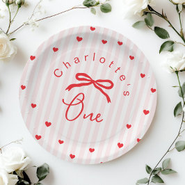 Plato De Papel Little Sweetheart Coquette Bow 1st Birthday