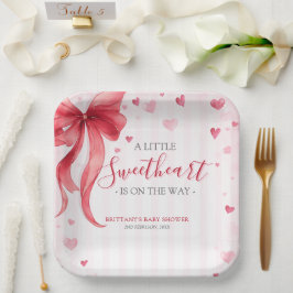 Plato De Papel Little Sweetheart Valentines Baby Shower 