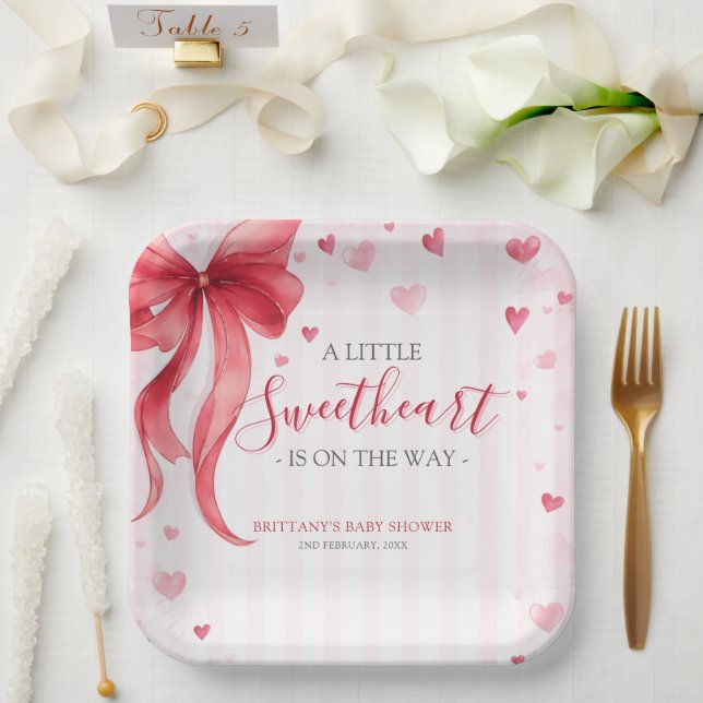 Plato De Papel Little Sweetheart Valentines Baby Shower  (Boda)