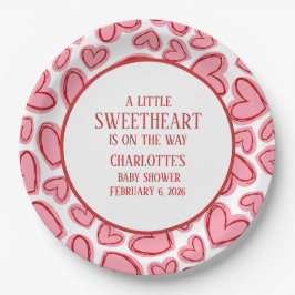 Plato De Papel Little Sweetheart Valentine's Baby Shower Pink