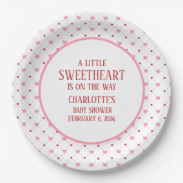 Plato De Papel Little Sweetheart Valentine's Baby Shower Pink