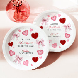 Plato De Papel Little Sweetheart Valentines Day Baby Shower
