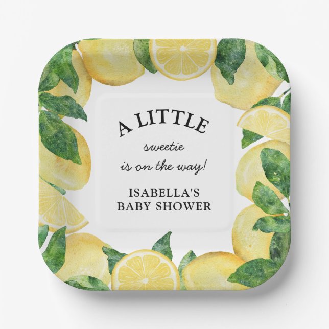 Plato De Papel Little Sweetie Lemon Baby Shower (Anverso)