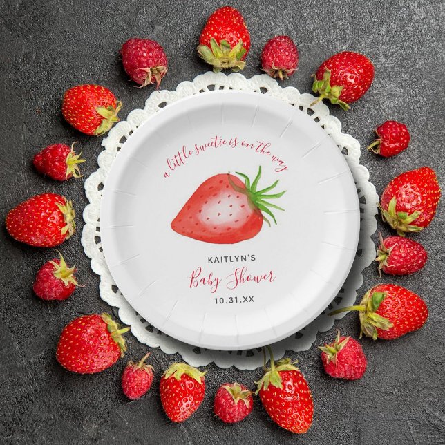 Plato De Papel Little Sweetie Strawberry Baby Shower (Subido por el creador)