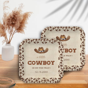 Plato De Papel Little Western Cowboy Baby Shower