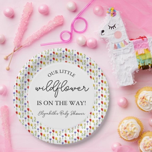 Plato De Papel Little Wildflower Baby Shower (Fiesta)