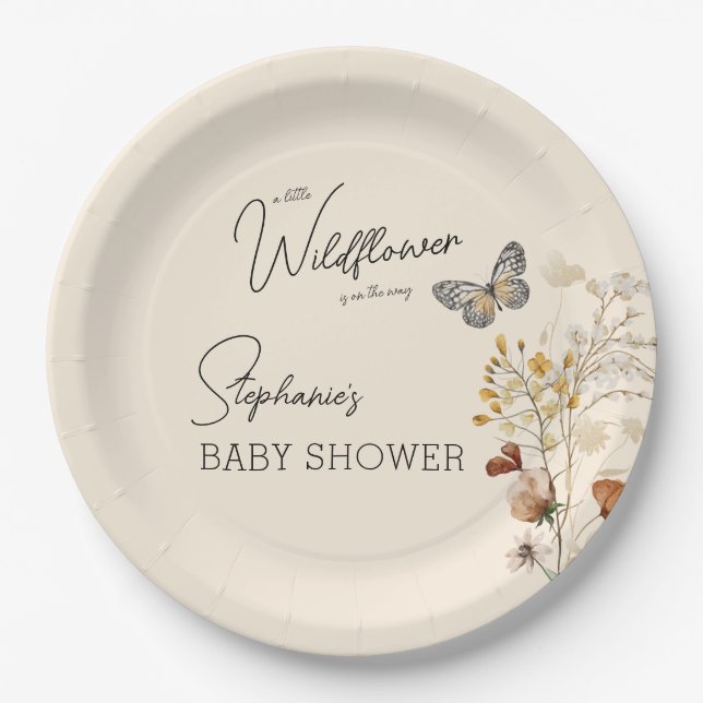 Plato De Papel Little Wildflower Baby Shower (Anverso)