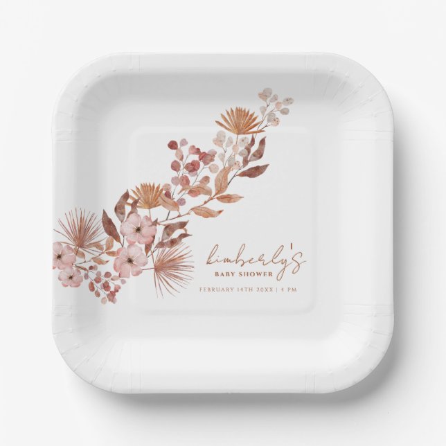 Plato De Papel Little Wildflower Boho | Baby Shower otoño (Anverso)