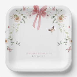 Plato De Papel Little Wildflower Butterfly Girl Baby Shower