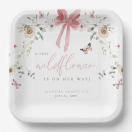 Plato De Papel Little Wildflower Butterfly Girl Baby Shower