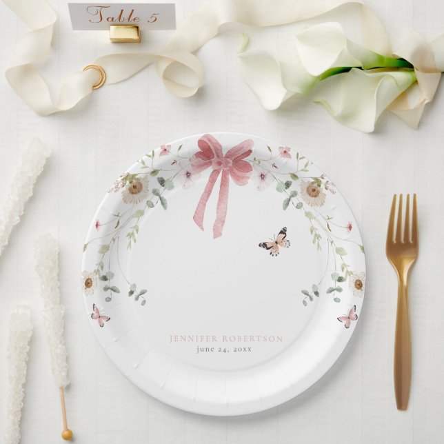 Plato De Papel Little Wildflower Butterfly Girl Baby Shower (Boda)