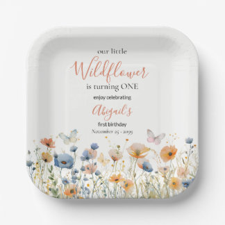 Plato De Papel Little Wildflower Butterfly Meadow 1st Birthday