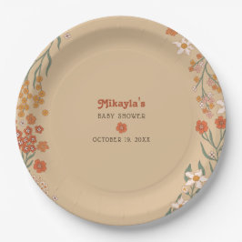 Plato De Papel Little Wildflower Fall Rustic Boho Baby Shower