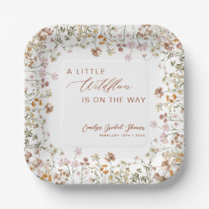 Plato De Papel Little Wildflower on the Way Baby Shower