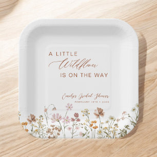Plato De Papel Little Wildflower on the Way Baby Shower