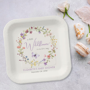 Plato De Papel Little Wilflower Watercolor Bebé Shower