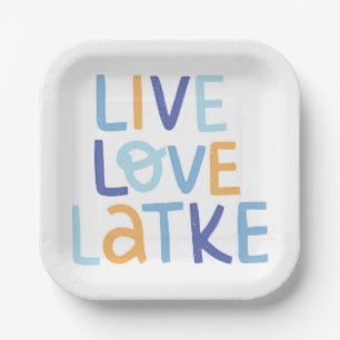 Plato De Papel Live Love Latke Hanukkah Design