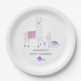 Plato De Papel Llama a acuarela tema Baby Shower