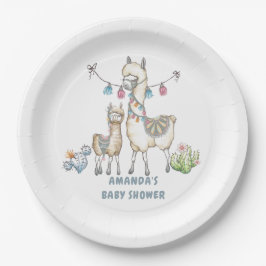 Plato De Papel Llama a acuarela tema Baby Shower