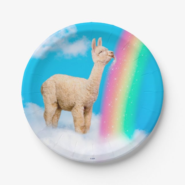 Plato De Papel Llama: Arcoiris golpeando (Anverso)