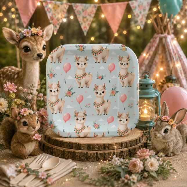 Plato De Papel Llama Boho Adorable (Subido por el creador)