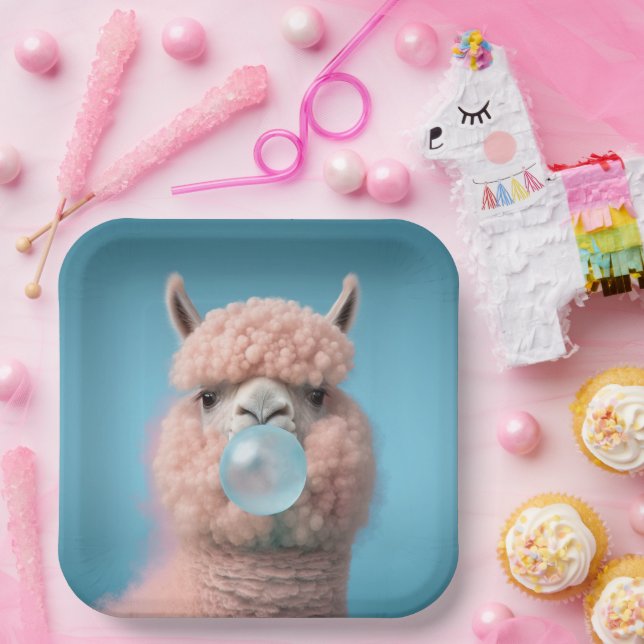 Plato De Papel Llama Bubblegum Funny (Fiesta)