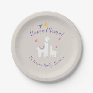 Plato De Papel Llama cuta a mamá con el Baby Shower de la llamada