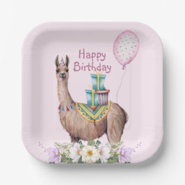 Plato De Papel Llama de cumpleaños
