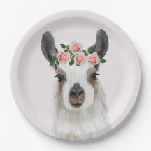Llama Fluffy suave con flor Rosa de color rosa