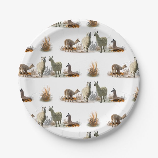 Plato de papel Llama Meadow (Anverso)