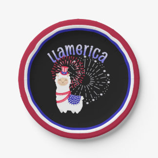 Plato De Papel Llama norteamericana 4 de julio