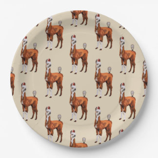 PLATO DE PAPEL LLAMA Y PLUMAS